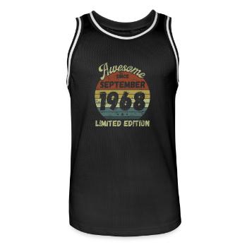 Awesome since September 1968 - Birthday - Men's Basketball Jersey - black/white - Front - AI Model Male 185 dark (185cm)