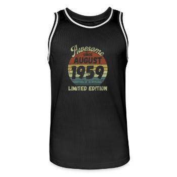 Awesome since August 1959 - Geburtstag - Männer Basketball-Trikot - Schwarz/Weiß - Vorne - AI Model Male 185 dark (185cm)