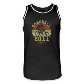 Birthday Downhill Bike Bike March 2011 - Men's Basketball Jersey - black/white - Front - AI Model Male 185 dark (185cm)