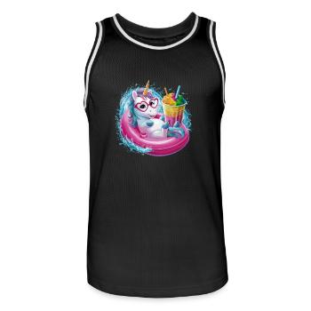 Niedliches Einhorn genießt Eiscreme-Spaß - Männer Basketball-Trikot - Schwarz/Weiß - Vorne - AI Model Male 185 dark (185cm)