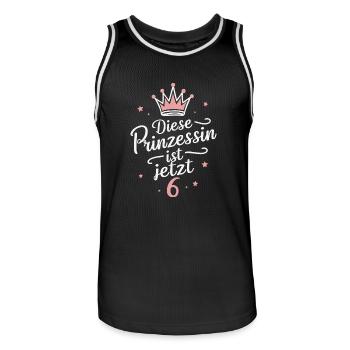 Birthday Gift 6 Years Children's Birthday - Men's Basketball Jersey - black/white - Front - AI Model Male 185 dark (185cm)
