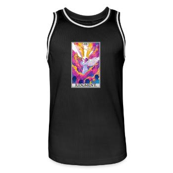 Tarotkarten Tarotkarte 20 Judgment Gericht - Männer Basketball-Trikot - Schwarz/Weiß - Vorne - AI Model Male 185 dark (185cm)