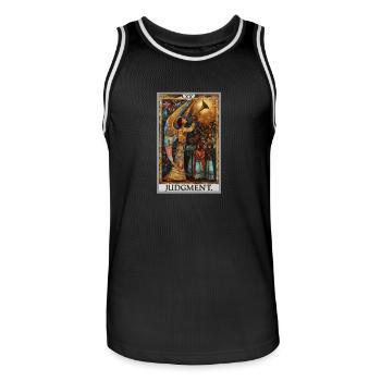 Tarotkarten Tarotkarte 20 Judgment Gericht - Männer Basketball-Trikot - Schwarz/Weiß - Vorne - AI Model Male 185 dark (185cm)