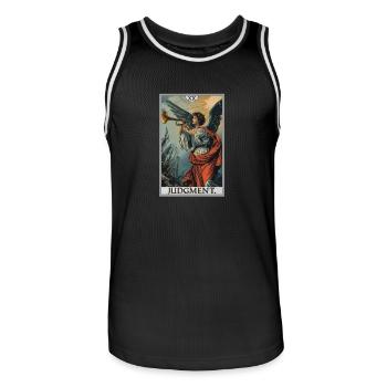 Tarotkarten Tarotkarte 20 Judgment Gericht - Männer Basketball-Trikot - Schwarz/Weiß - Vorne - AI Model Male 185 dark (185cm)