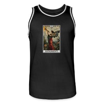 Tarotkarten Tarotkarte 20 Judgment Gericht - Männer Basketball-Trikot - Schwarz/Weiß - Vorne - AI Model Male 185 dark (185cm)