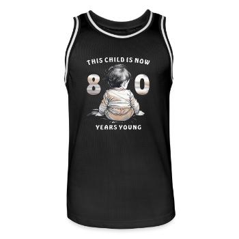Child 80. Birthday - Männer Basketball-Trikot - Schwarz/Weiß - Vorne - AI Model Male 185 dark (185cm)