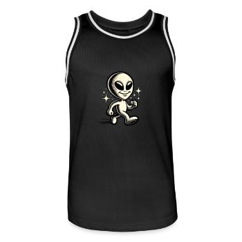 Rétro Vintage Alien Halloween Costume Décoration - Maillot de basket Homme - noir/blanc - Devant - AI Model Male 185 dark (185cm)