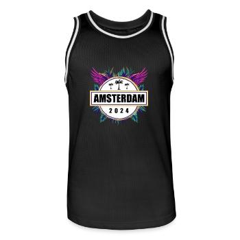 Amsterdam 2024 Team - Men's Basketball Jersey - black/white - Front - AI Model Male 185 dark (185cm)