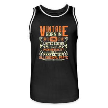 1982 Born 1982 - Year of construction 1982 Birthday 1982 - Men's Basketball Jersey - black/white - Front - AI Model Male 185 dark (185cm)