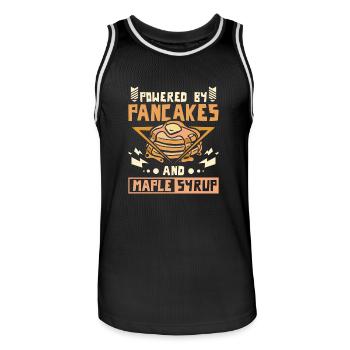 Powered by pancakes and maple syrup - Men's Basketball Jersey - black/white - Front - AI Model Male 185 dark (185cm)