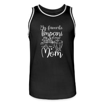 Mon joueur de timbales préféré m’appelle maman - Maillot de basket Homme - noir/blanc - Devant - AI Model Male 185 dark (185cm)