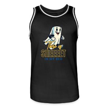 Funny Ghost Saying Occult Halloween Ghost - Men's Basketball Jersey - black/white - Front - AI Model Male 185 dark (185cm)