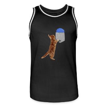 Katze, die nach Wollball in Ihrer falschen Tasche greift Spaß - Männer Basketball-Trikot - Schwarz/Weiß - Vorne - AI Model Male 185 dark (185cm)