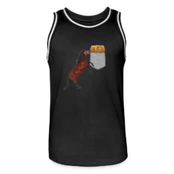 Pferd, das Nach Heu In Ihrer Falschen Tasche Greift Lustig - Männer Basketball-Trikot - Schwarz/Weiß - Vorne - AI Model Male 185 dark (185cm)