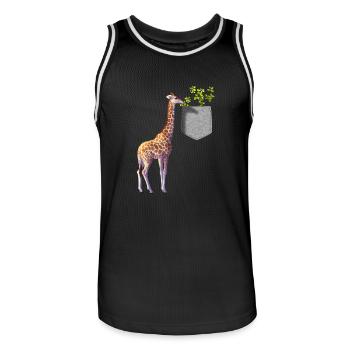 Giraffe Reaching For Branch With Leaves In Pocket - Men's Basketball Jersey - black/white - Front - AI Model Male 185 dark (185cm)