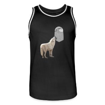 Wolf Heulen Zum Mond In Ihrer Falschen Tasche Lustig - Männer Basketball-Trikot - Schwarz/Weiß - Vorne - AI Model Male 185 dark (185cm)