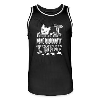 Bombay Cat I Do What I Want - Men's Basketball Jersey - black/white - Front - AI Model Male 185 dark (185cm)