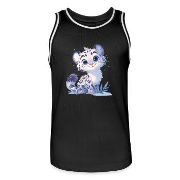 Snow Leopard Schneeleoparden Schneeleopard - Men's Basketball Jersey - black/white - Front - AI Model Male 185 dark (185cm)