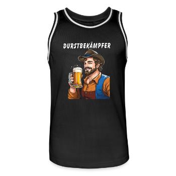 MAN BEER THIRST QUENCHER - Men's Basketball Jersey - black/white - Front - AI Model Male 185 dark (185cm)