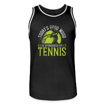 Funny Tennis Player Racket Today's - Männer Basketball-Trikot - Schwarz/Weiß - Vorne - AI Model Male 185 dark (185cm)