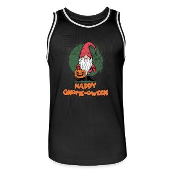 Happy Gnome-Oween Lustiger Gnom Halloween Spruch - Männer Basketball-Trikot - Schwarz/Weiß - Vorne - AI Model Male 185 dark (185cm)