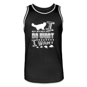 Norwegian Forest cat I Do What I Want - Men's Basketball Jersey - black/white - Front - AI Model Male 185 dark (185cm)