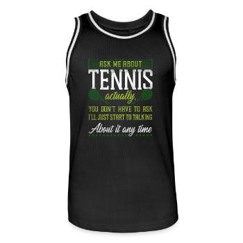Funny Tennis Player Racket Ask Me - Männer Basketball-Trikot - Schwarz/Weiß - Vorne - AI Model Male 185 dark (185cm)