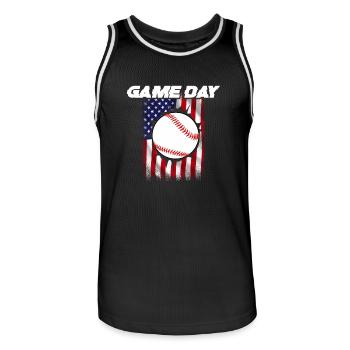Baseball Sport Baseballspieler Pitcher Catcher USA - Männer Basketball-Trikot - Schwarz/Weiß - Vorne - AI Model Male 185 dark (185cm)
