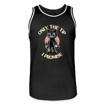 Lustiger Katzen Spruch only The Tip Psycho Katze - Männer Basketball-Trikot - Schwarz/Weiß - Vorne - AI Model Male 185 dark (185cm)