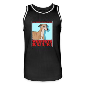 Whippet Petit lévrier anglais Cadeau - Maillot de basket Homme - noir/blanc - Devant - AI Model Male 185 dark (185cm)