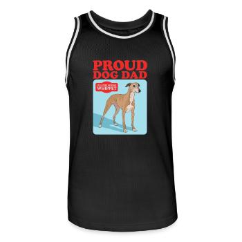 Whippet Dad Petit lévrier anglais Cadeau - Maillot de basket Homme - noir/blanc - Devant - AI Model Male 185 dark (185cm)