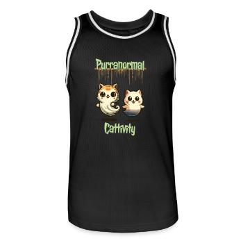 Tenue drôle d’Halloween avec des chats fantômes mignons - Maillot de basket Homme - noir/blanc - Devant - AI Model Male 185 dark (185cm)