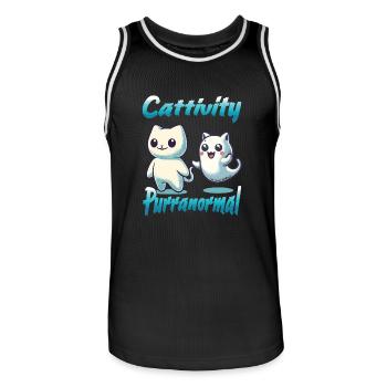 Tenue drôle d’Halloween avec des chats fantômes mignons - Maillot de basket Homme - noir/blanc - Devant - AI Model Male 185 dark (185cm)