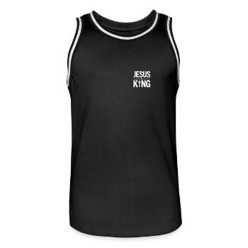 Jesus Christ Christian Christianity God Bible - Men's Basketball Jersey - black/white - Front - AI Model Male 185 dark (185cm)