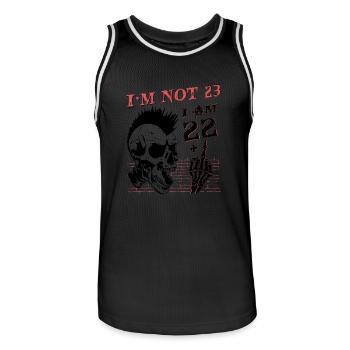 I Am 22 Plus Middle Finger - 23rd Birthday - Men's Basketball Jersey - black/white - Front - AI Model Male 185 dark (185cm)