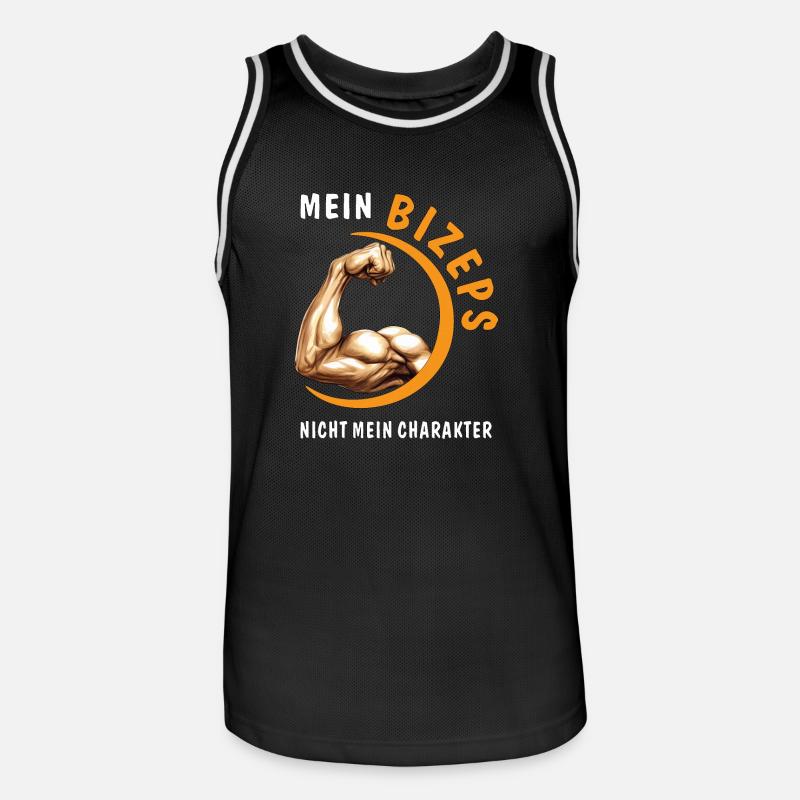 MES BICEPS, PAS MON CARACTÈRE - Maillot de basket Homme - noir/blanc