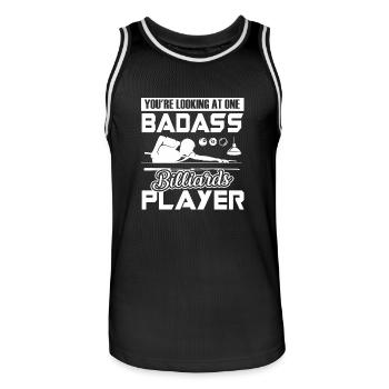 Funny Badass Billiards Player - Men's Basketball Jersey - black/white - Front - AI Model Male 185 dark (185cm)