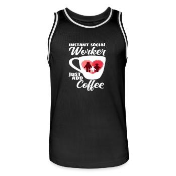 Instant Sozialarbeiter Einfach Kaffee - Männer Basketball-Trikot - Schwarz/Weiß - Vorne - AI Model Male 185 dark (185cm)