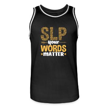 SLP Your Words Matter Leopard Print - Männer Basketball-Trikot - Schwarz/Weiß - Vorne - AI Model Male 185 dark (185cm)