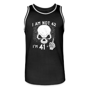 Ich bin 41 plus Mittelfinger - 42. Geburtstag - Männer Basketball-Trikot - Schwarz/Weiß - Vorne - AI Model Male 185 dark (185cm)