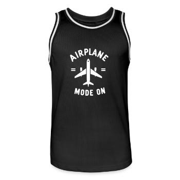 Airplane Mode On - Men's Basketball Jersey - black/white - Front - AI Model Male 185 dark (185cm)