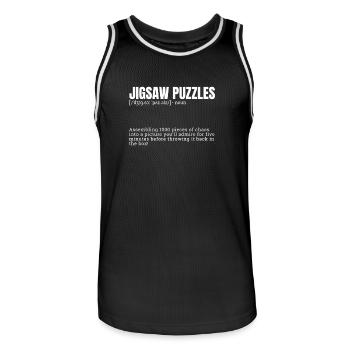 Définition amusante pour puzzles Loisirs d’intérieur - Maillot de basket Homme - noir/blanc - Devant - AI Model Male 185 dark (185cm)