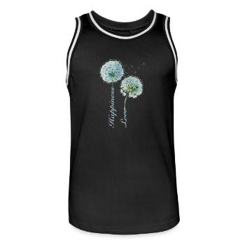 Pissenlit, Bonheur, Amour, Design Inspirant - Maillot de basket Homme - noir/blanc - Devant - AI Model Male 185 dark (185cm)