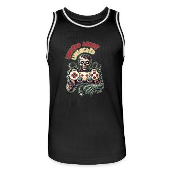 Manette de jeu zombie Mode mort-vivant - Maillot de basket Homme - noir/blanc - Devant - AI Model Male 185 dark (185cm)