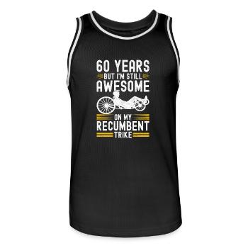 Recumbent Trike Liegetrike Liegedreirad - Men's Basketball Jersey - black/white - Front - AI Model Male 185 dark (185cm)