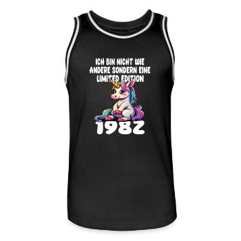 Edition Limitée 1982 Anniversaire Né 1982 - Maillot de basket Homme - noir/blanc - Devant - AI Model Male 185 dark (185cm)