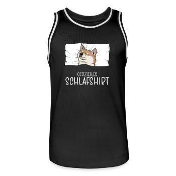 Official Sleep Shirt Shiba Inu Pyjamas Dog - Men's Basketball Jersey - black/white - Front - AI Model Male 185 dark (185cm)