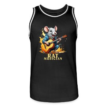 RAT GUITAR RAT MUSICIAN - Men's Basketball Jersey - black/white - Front - AI Model Male 185 dark (185cm)