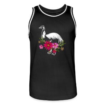 Emu With Flowers - Men's Basketball Jersey - black/white - Front - AI Model Male 185 dark (185cm)
