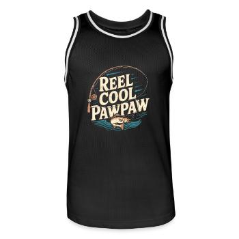 Reel Cool Pawpaw 8 - Männer Basketball-Trikot - Schwarz/Weiß - Vorne - AI Model Male 185 dark (185cm)